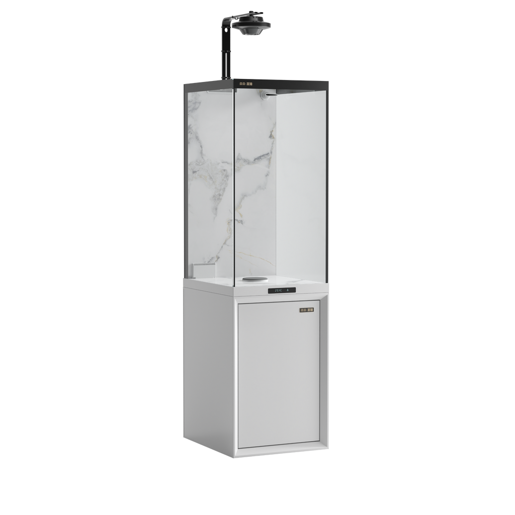 140 LITRE SMART VERTICAL TOWER  FISH TANK , LID  AND  STAND  SET [ 4.5 FOOT HIGH ]  WITH BOTTOM SUMP FILTER  - IDEAL FOR ANGEL AND DISCUSS FISH  LITRES - MODEL ZBF 400