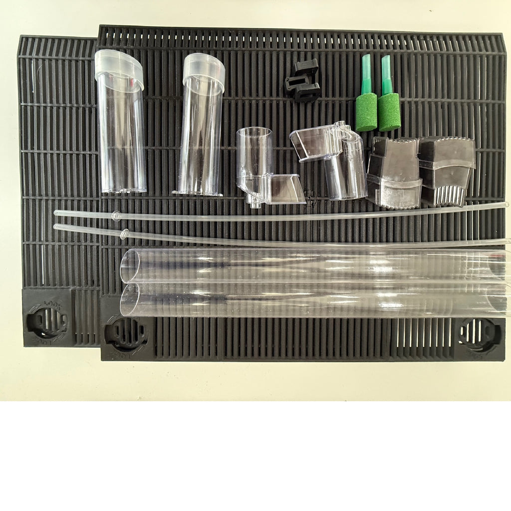 UGF -UNDER GRAVEL FILTER SYSTEM WITH 2 INTERLOCKING 30 X 35 CM PLATES AND 2 UPLIFT TUBES - EXPANDABLE